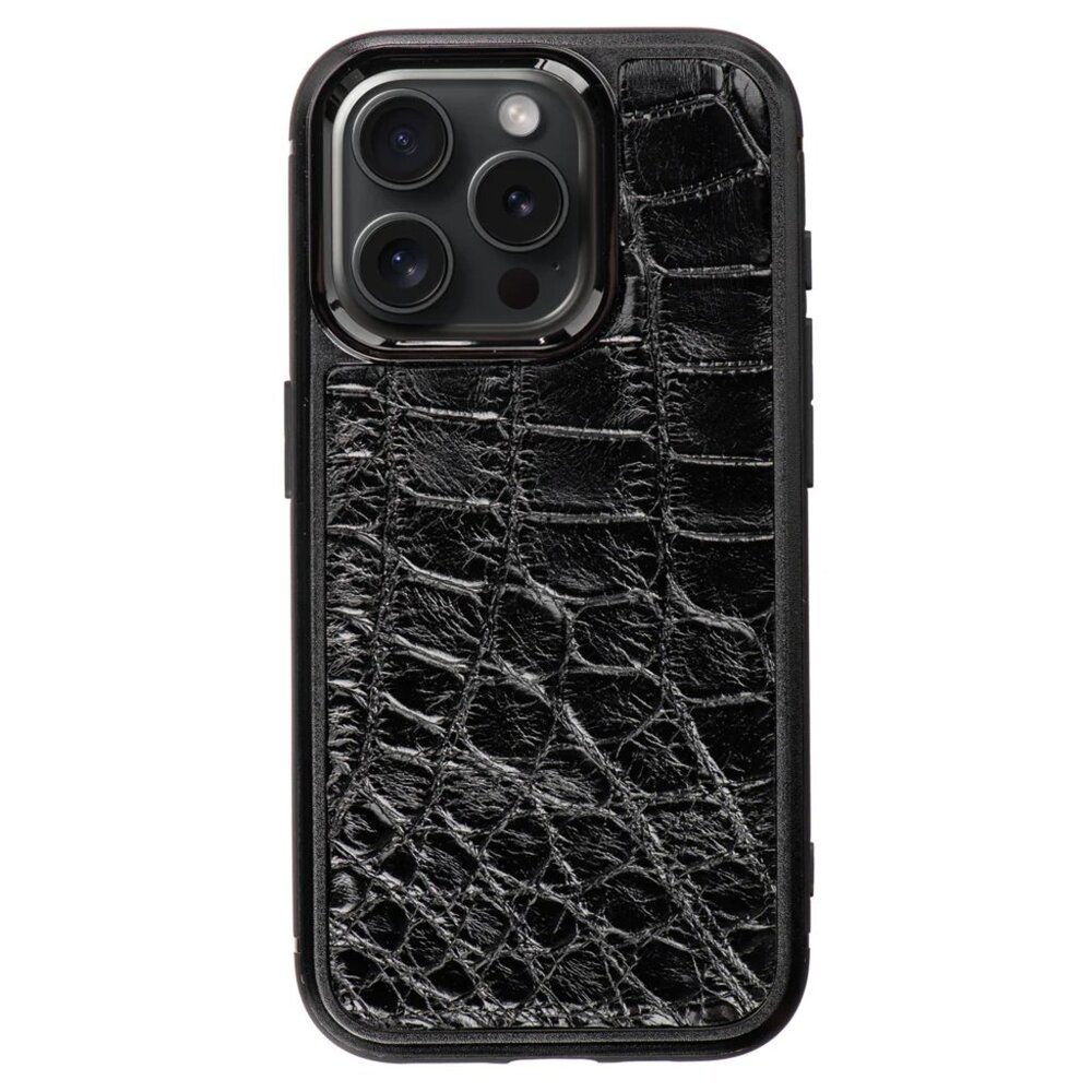 Premium Alligator Leather Case for iPhone 15 Pro/Pro Max - Black Color - Picture 3 of 5